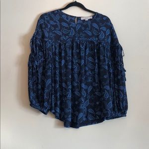 LOFT Size Medium Blue & Navy Blouse
